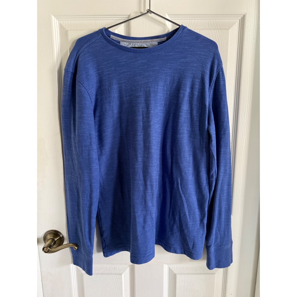 Banana Republic Mens Blue Slub Knit Long Sleeve Crewneck Tee Shirt Size M